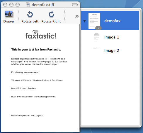Viewing faxes in Mac OS X